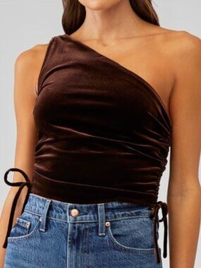 Amanda Uprichard NWOT Top Chocolate Brown Velour One Shoulder